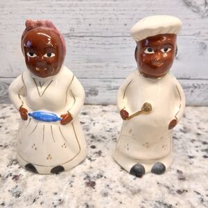 Ceramic Chef and Baker Figurines - Cream and Brown